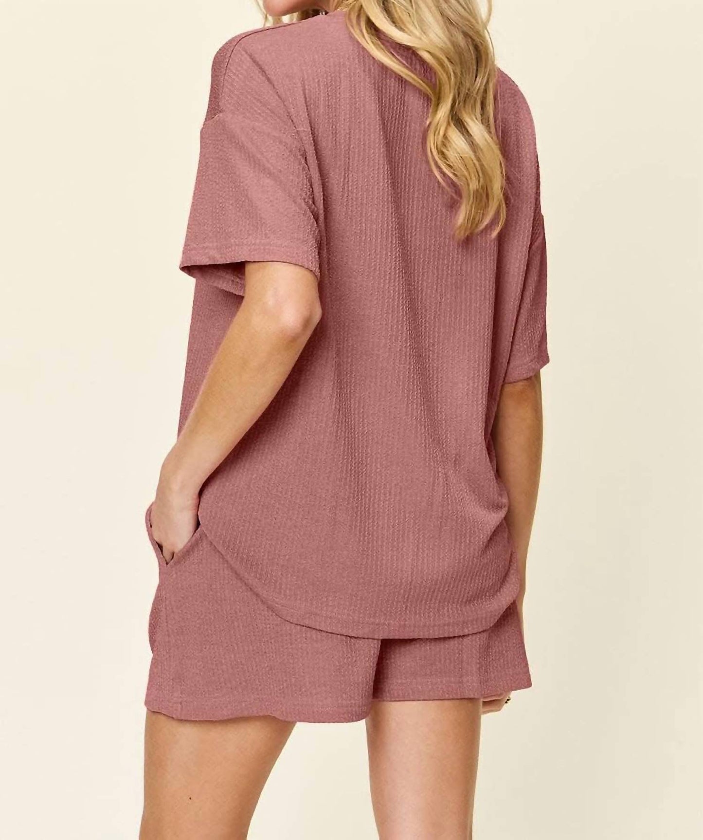 Double Take - Chic Round Neck T-shirt & Shorts Set