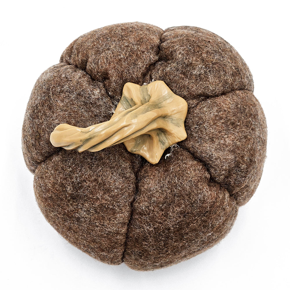 Set of 3 Plush Fabric Pumpkins in Brown