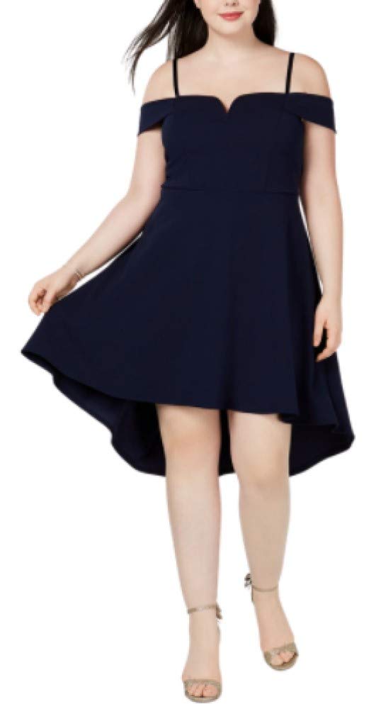 City Studio Womens Plus Hi-Low Fit & Flare Cocktail Dress Black 24W