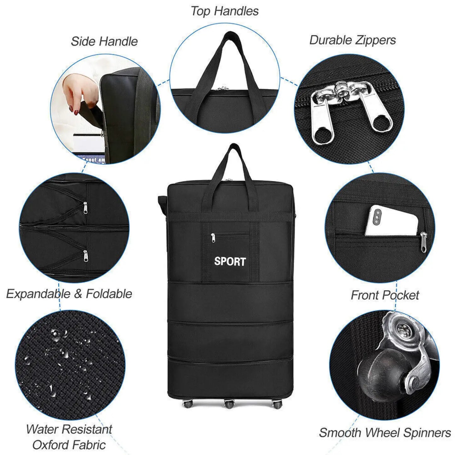 42 Inch Expandable Lightweight Rolling Travel Suitcase