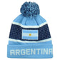 Argentina Country Pom Pom Cuffed Toque Winter Blue Logo Beanie Knit Soccer Sport