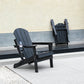 HDPE Folding Adirondack Chair with Dual Cup Holder - Black