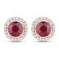 1.22 Carat Genuine Ruby and White Diamond 14K Yellow Gold Earrings