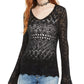 American Rag Juniors'' Pointelle-Knit Flared-Sleeve Sweater Black Size Medium