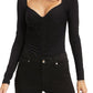 Good American Good Touch Ruched Long Sleeve Bodysuit in Black001, Size 3