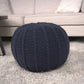 Bordeaux Knitted Cotton Round Pouf Ottoman and Floor Cushion
