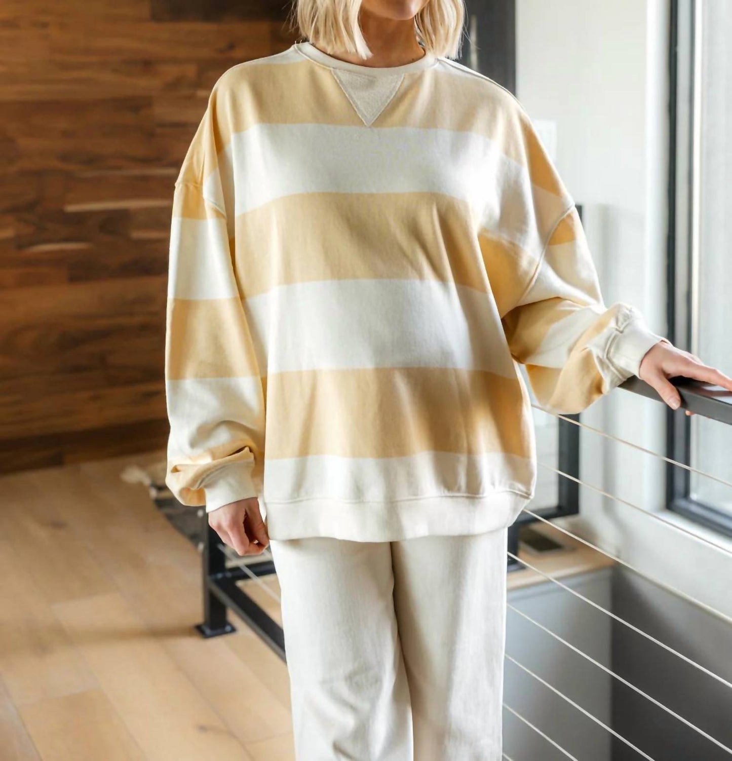 Free People - Classic Striped Oversized Crewneck Top