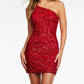 Ashleylauren - Asymmetrical Lace-up Back Cocktail Dress