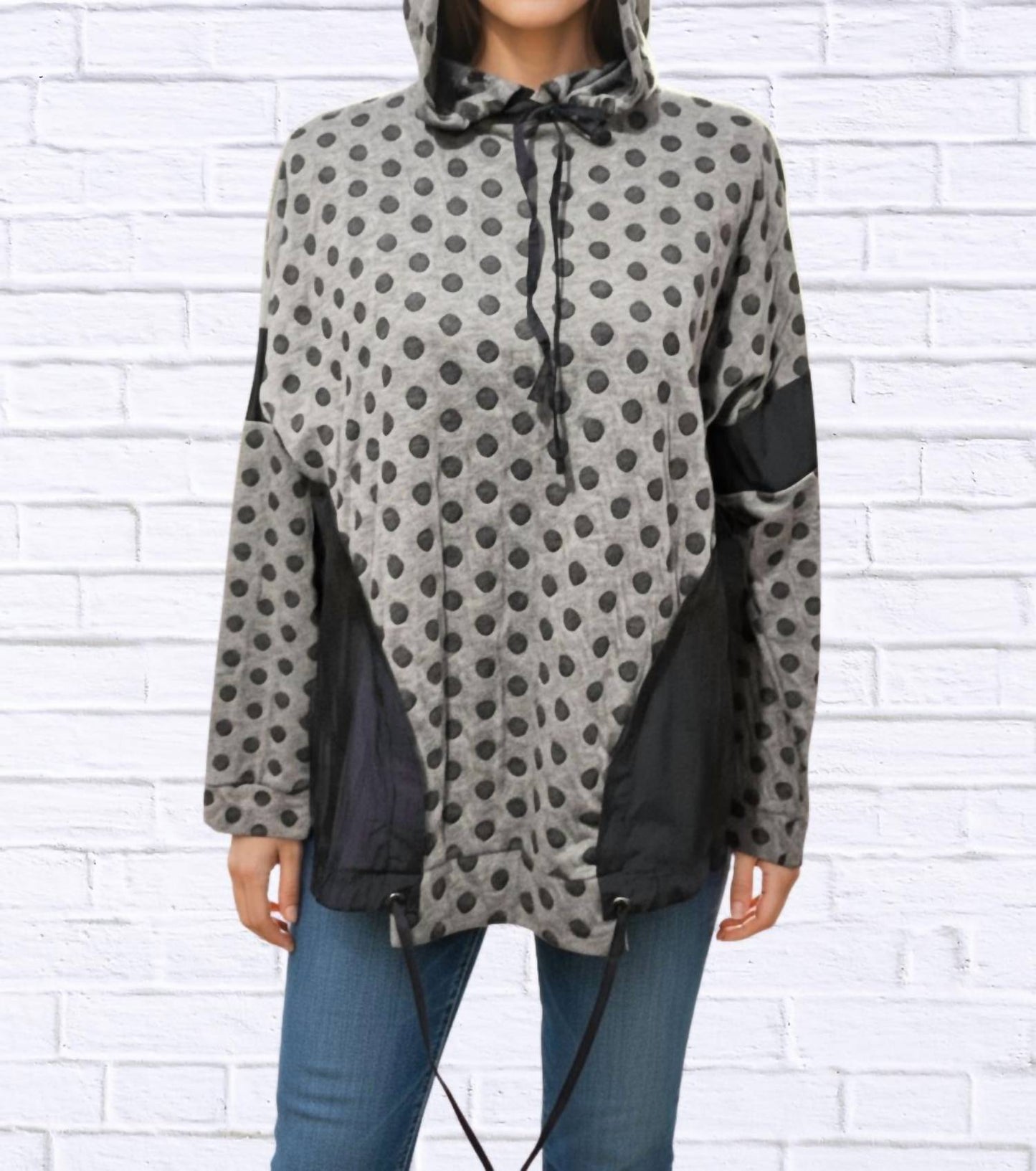 Kozan - Polka Dot Contrast Panel Hoodie