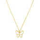 14k Yellow Gold High Polish Butterfly Peral Paste Necklace