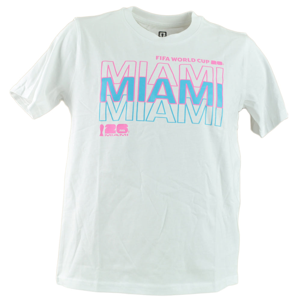2026 Fifa World Cup Miami White Youth Soccer Futbol Tshirt Tee