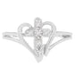 10K White Gold Diamond-Accented Cross & Open Heart Promise Fashion Ring (H-I Color, I1-I2 Clarity) - Size 7