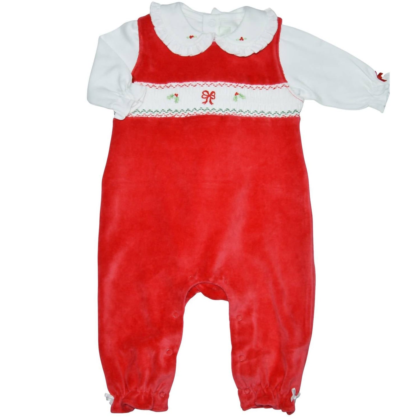 Baby Threads - Baby Girls Holly & Bows 2-piece Romper Set