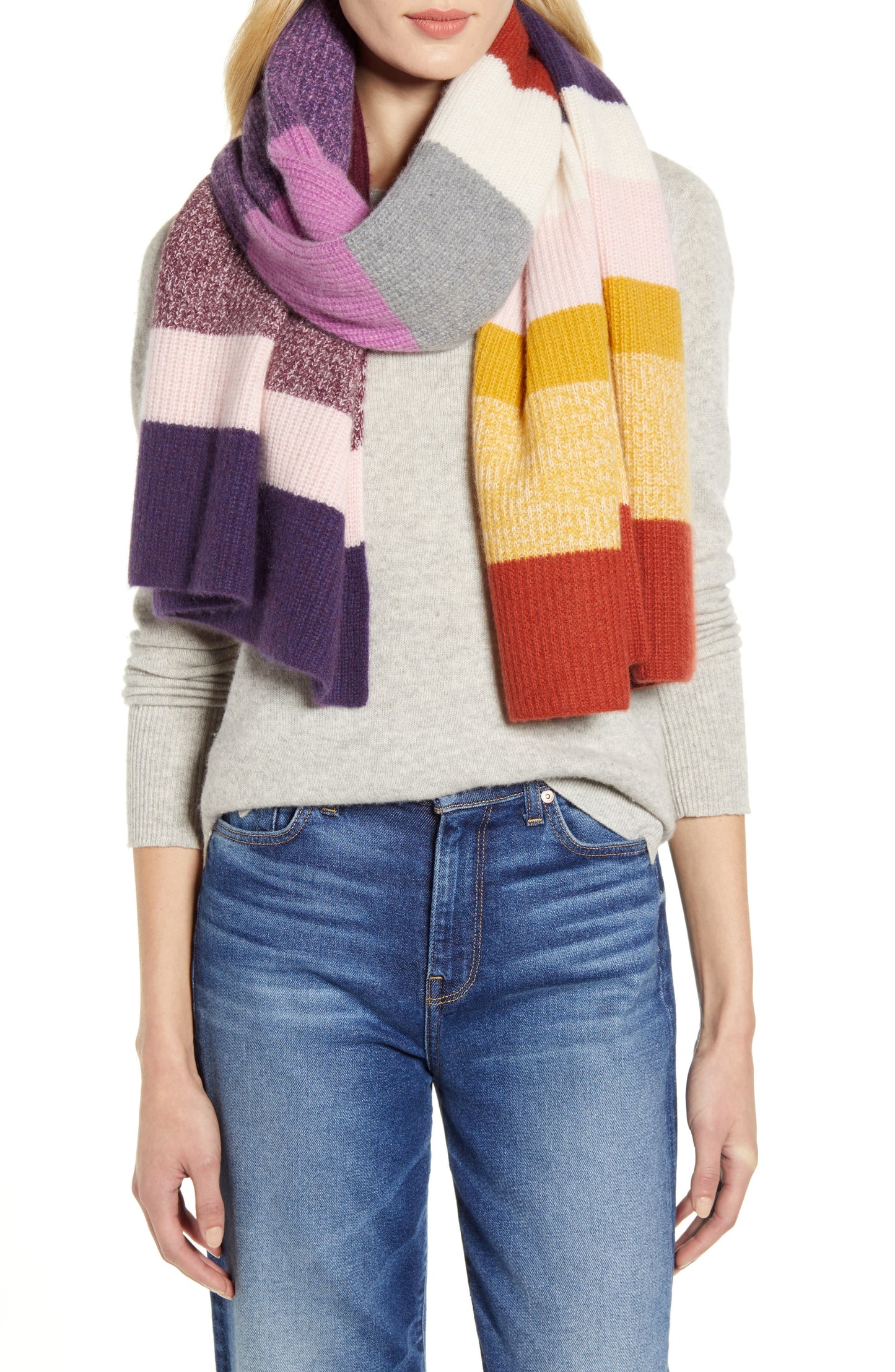 Women's Halogen Knit Cashmere Scarf Size One Size - Purple