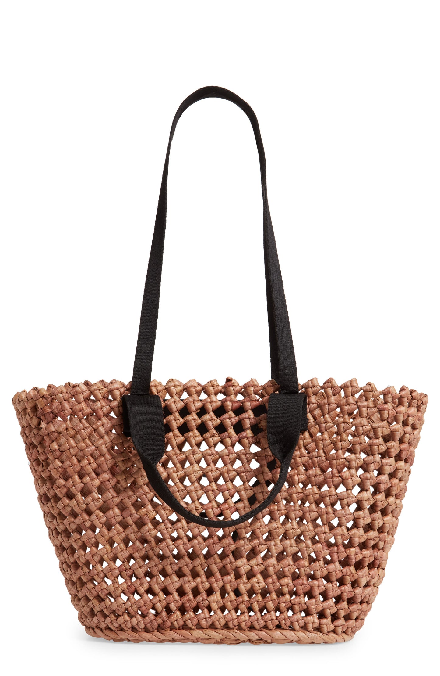 Nordstrom Open Weave Corn Husk Tote Brown