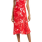 Chelsea28 Floral Slit Dress In Red Chinoise Tropical Toile Size Small