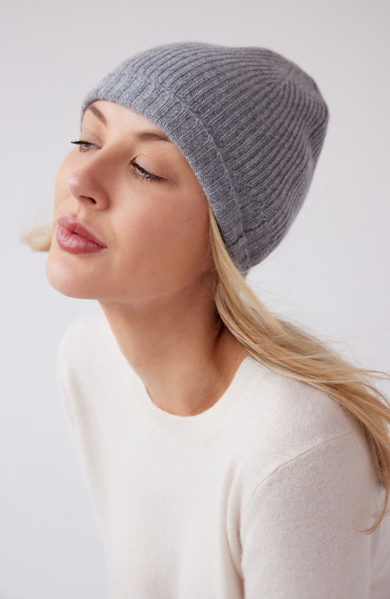 Nordstrom Recycled Cashmere Blend Beanie In Grey Heather