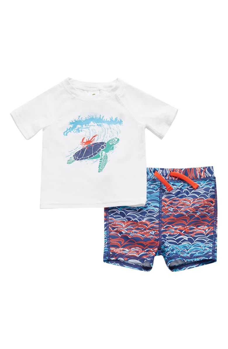 Tucker + Tate Two-Piece Rashguard Swimsuit In Blue Twlight Waves- Ocean Size 9M