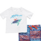Tucker + Tate Two-Piece Rashguard Swimsuit In Blue Twlight Waves- Ocean Size 9M