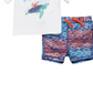 Tucker + Tate Two-Piece Rashguard Swimsuit In Blue Twlight Waves- Ocean Size 9M