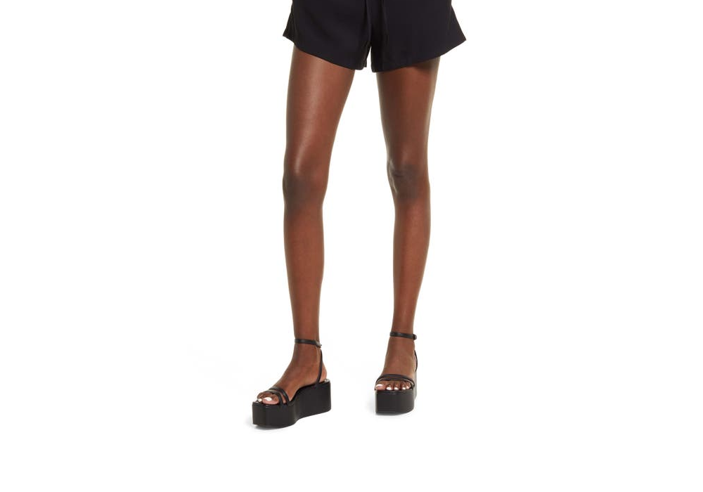 Open Edit Women's Black Tie Waist Pull-On Shorts