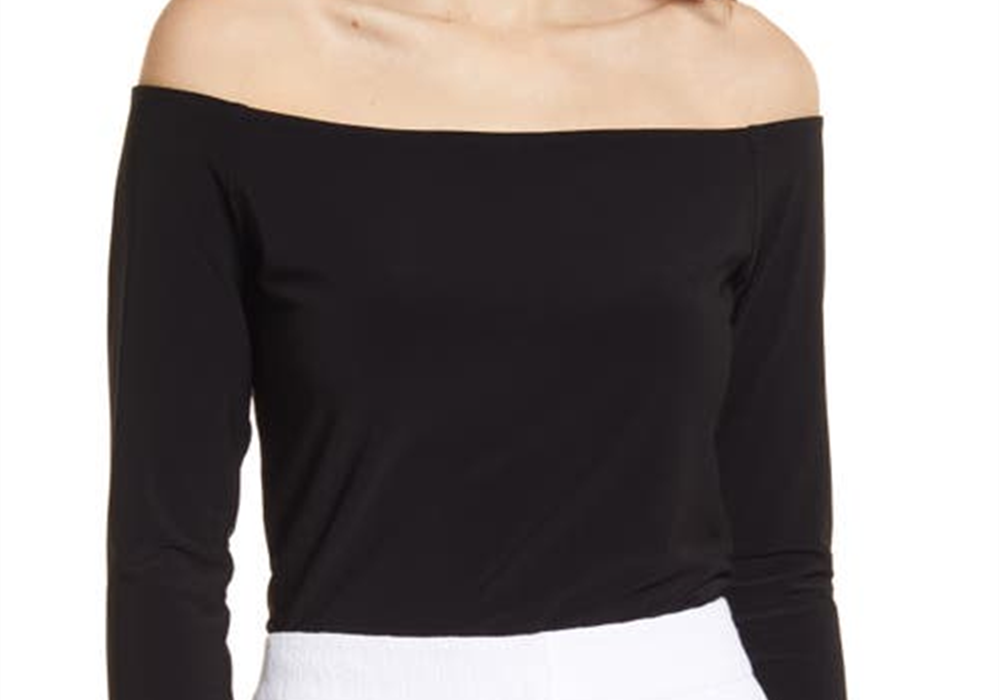 Large Size Black Halogen Knit Off the Shoulder Top by Halogen