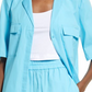 Medium Size Blue Open Edit Cotton Poplin Camp Shirt with Button-Up
