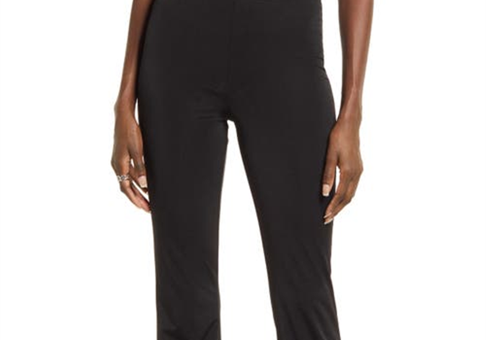 Medium Size Black Open Edit Sheen Knit Flare Pants