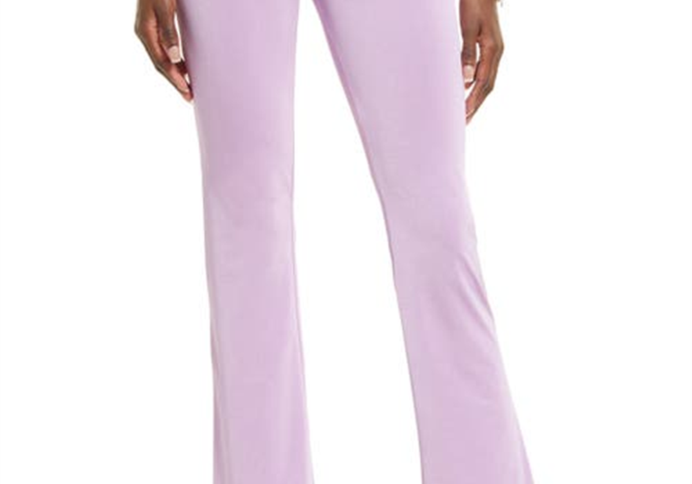 Open Edit X-Small Purple Spectre Sheen Knit Flare Pants