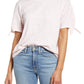 Caslon Women's Pink White Brooke Stripe Tie Sleeve T-Shirt Size X-Large