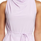 Medium Size Halogen Tie Waist Cowl Neck Sleeveless Top in Purple Bloom