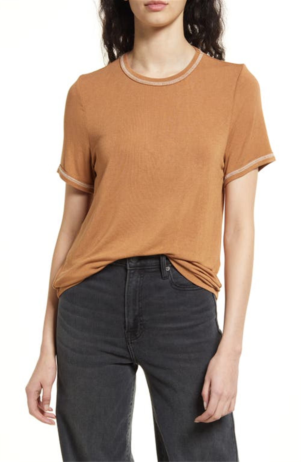 Treasure & Bond Women's Tan Thrush-Ivory Dove T-Shirt Size X-Small