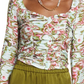 Medium Size Open Edit Ruched Blue-Green Ripple Crop Top