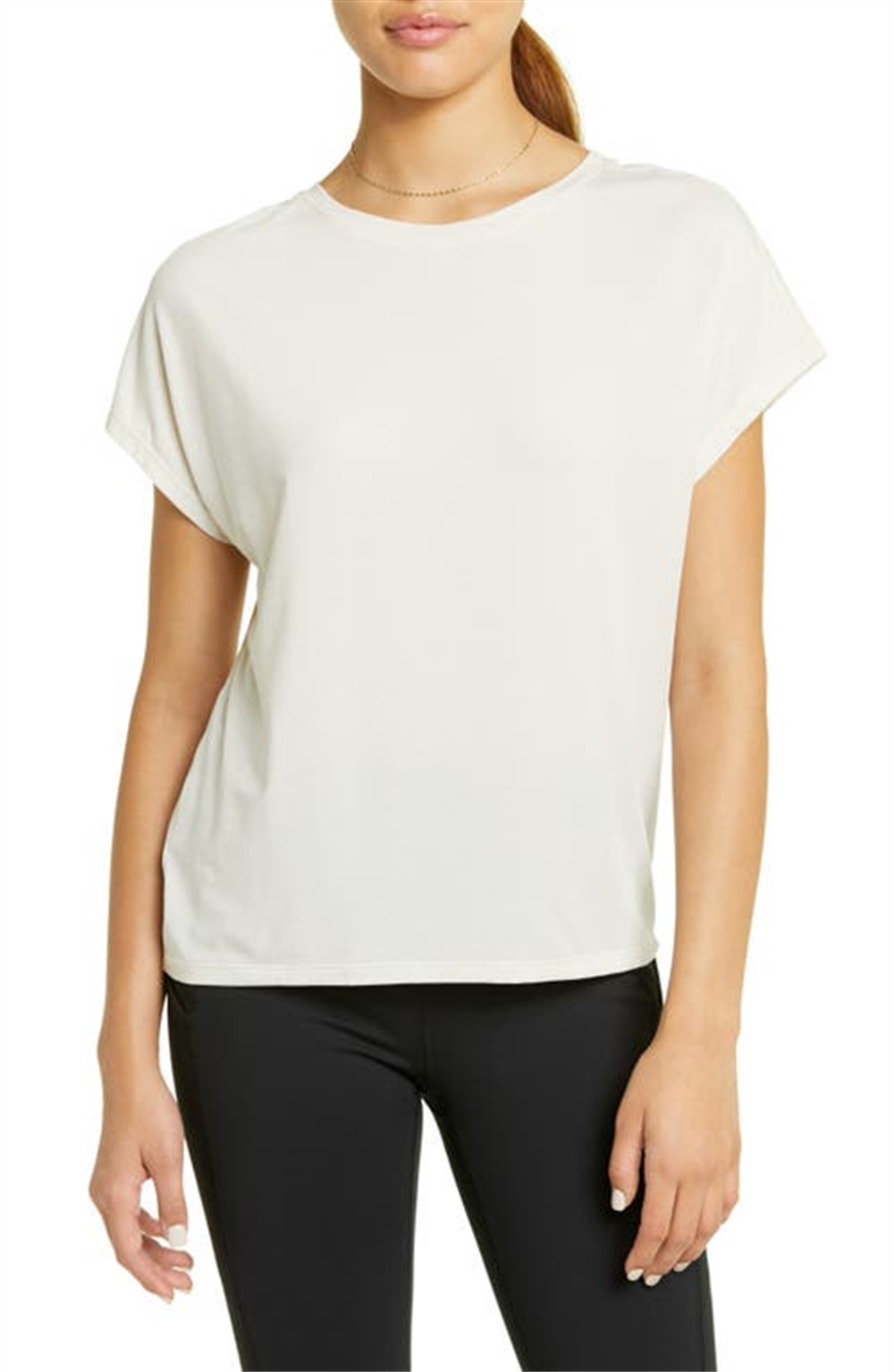 Zella Women's Grey Moonbeam Studio Twist T-Shirt Size Small