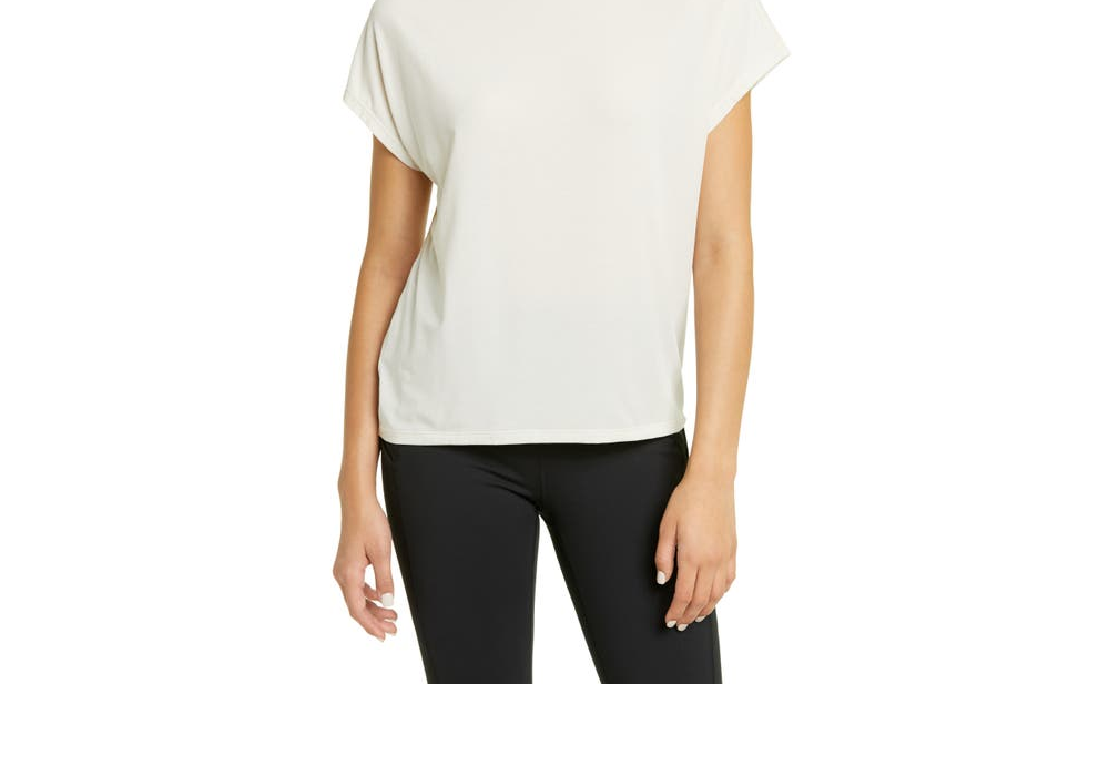 Zella Women's Grey Moonbeam Studio Twist T-Shirt Size Small