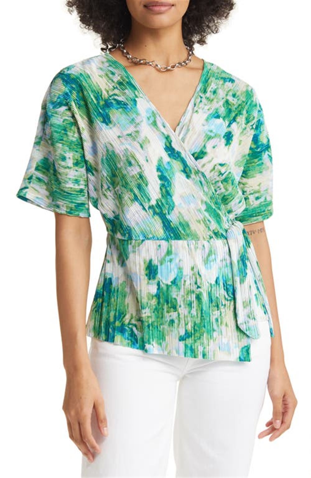 Halogen(R) Plissé Wrap Top In Green Multi Wax Melt Size X-Large