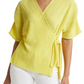 Halogen Plissé Wrap Top - Yellow Celandine - Size Large