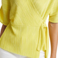 Halogen Plissé Wrap Top - Yellow Celandine - Size Large