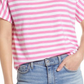 Caslon Tie Sleeve T-Shirt in Pink Ibis White Charm Stripe Size Medium