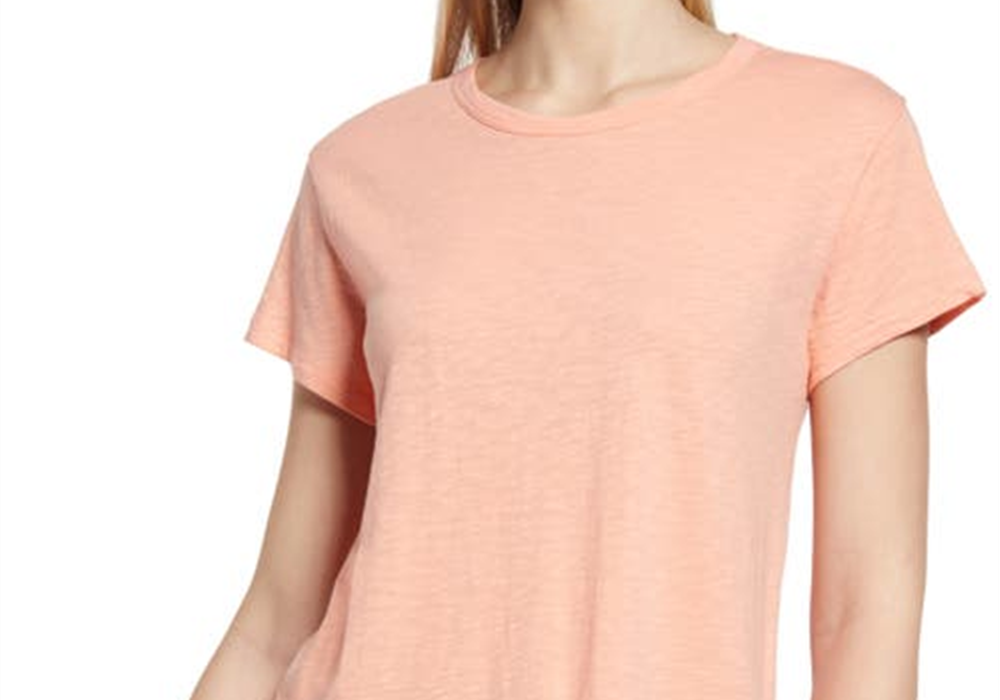 Caslon(R) Peplum T-Shirt In Coral Pink Size Xx-Large