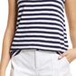 Caslon Tie Back Cap Sleeve Cotton Top Size X-Small in Navy White Charm Stripe