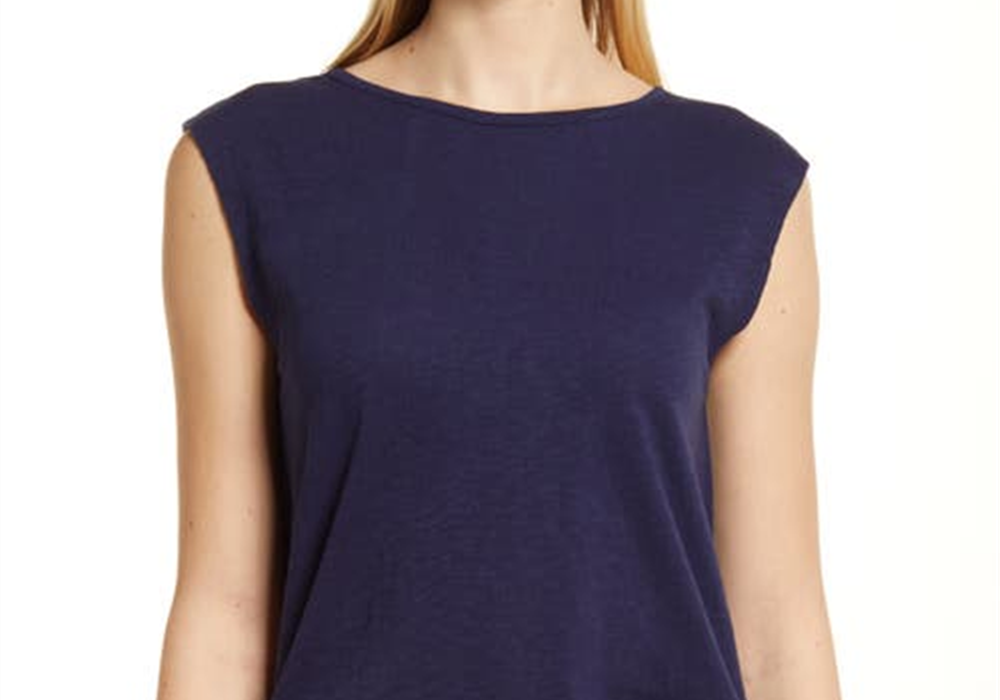 Caslon Tie Back Cap Sleeve Top in Navy Peacoat - Size X-Small