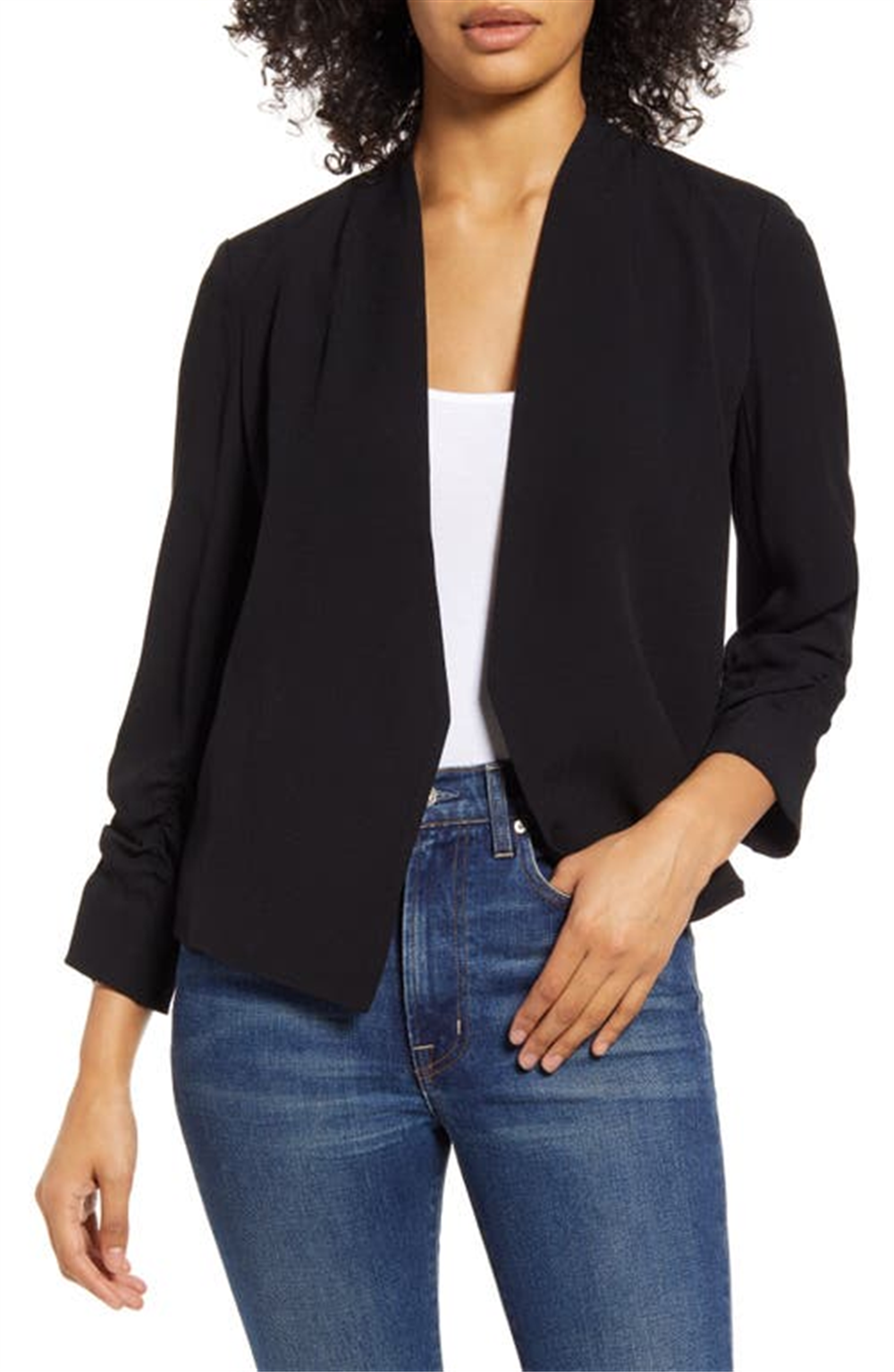 Medium Size Black Halogen Open Front Blazer