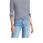 Caslon Women's Navy-White Brooke Stripe Long Sleeve T-Shirt Size Small