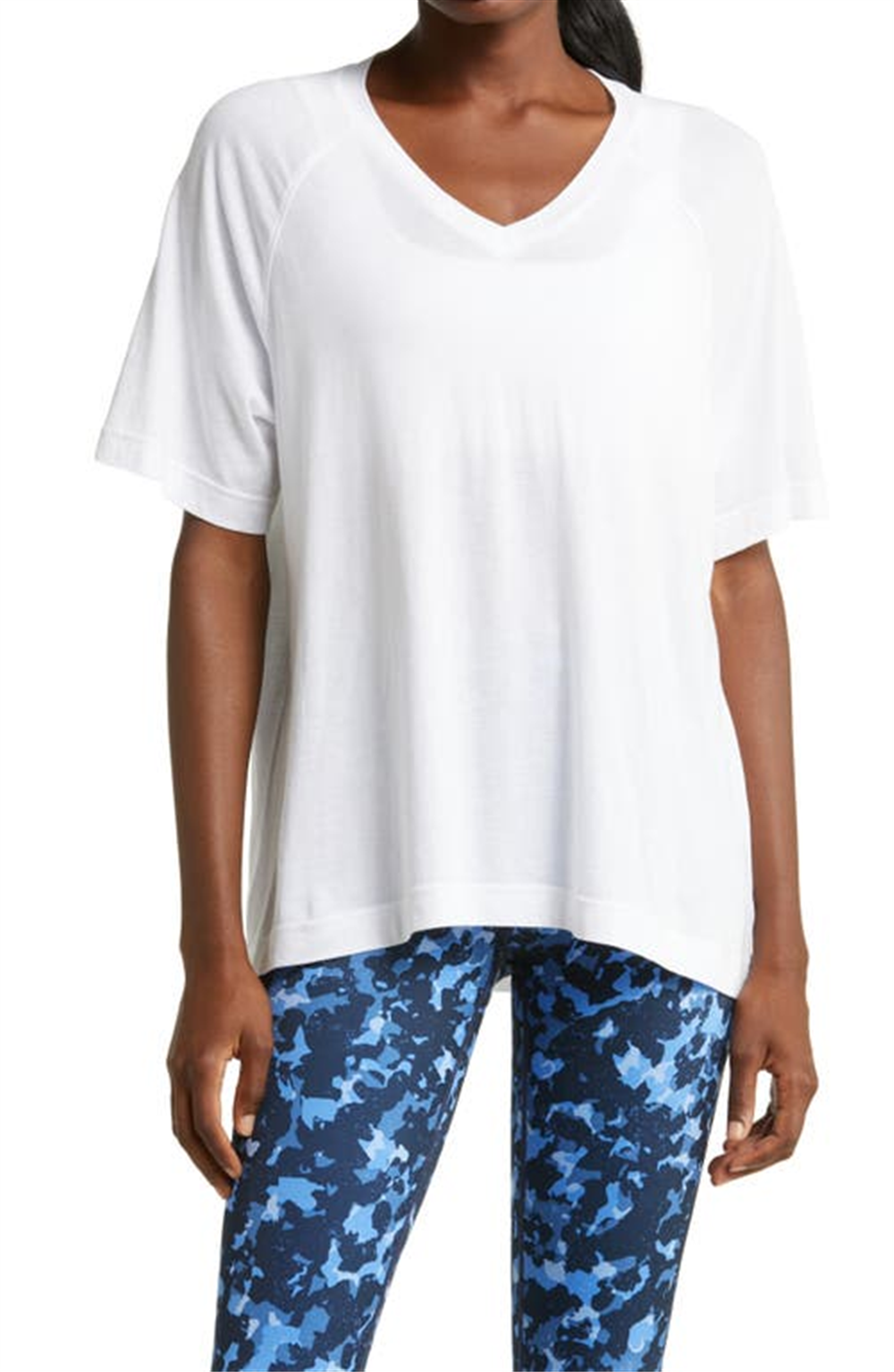 Zella Women's White V-Neck Raglan T-Shirt Size Small