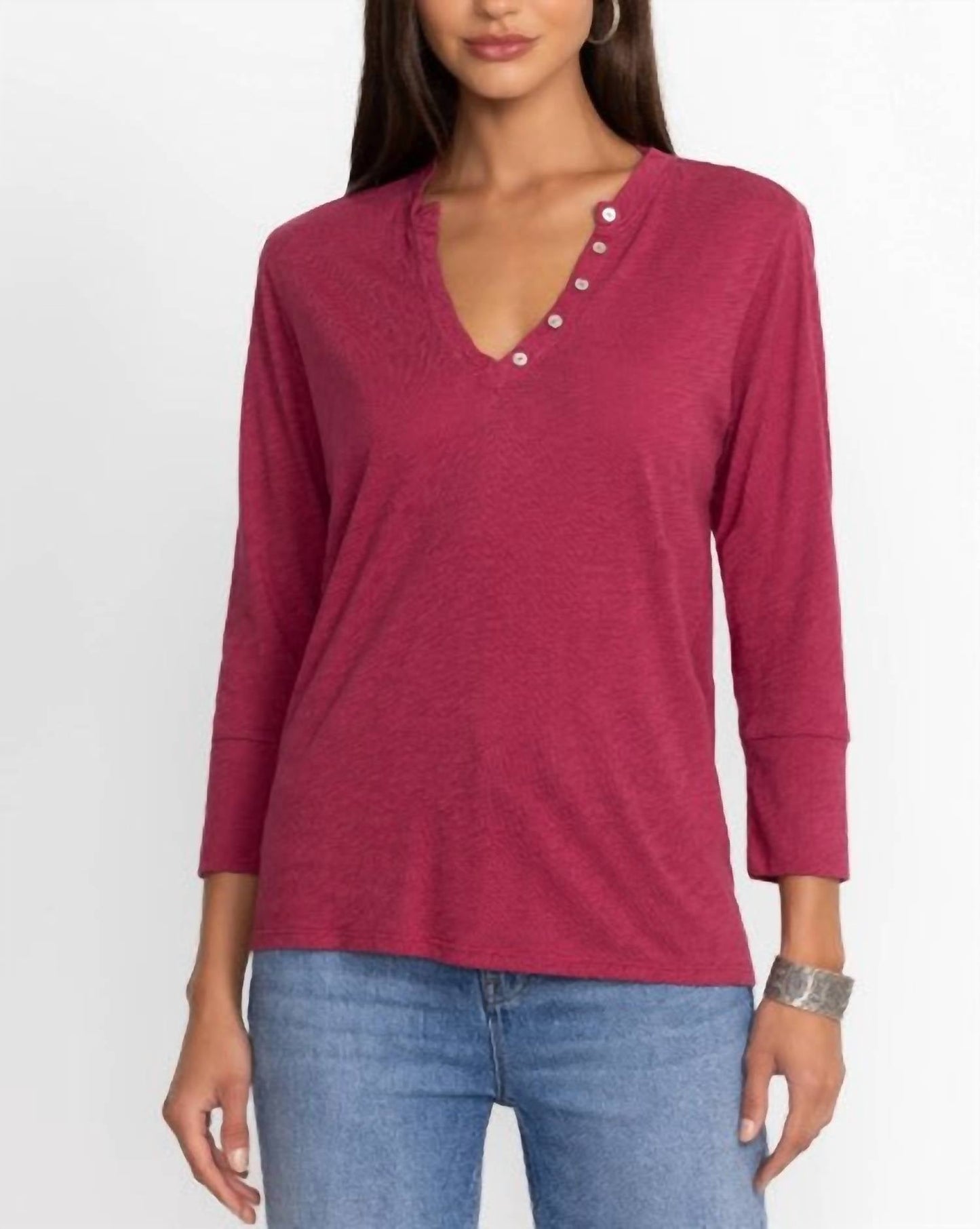 Johnny Was - Button V Neck Tee