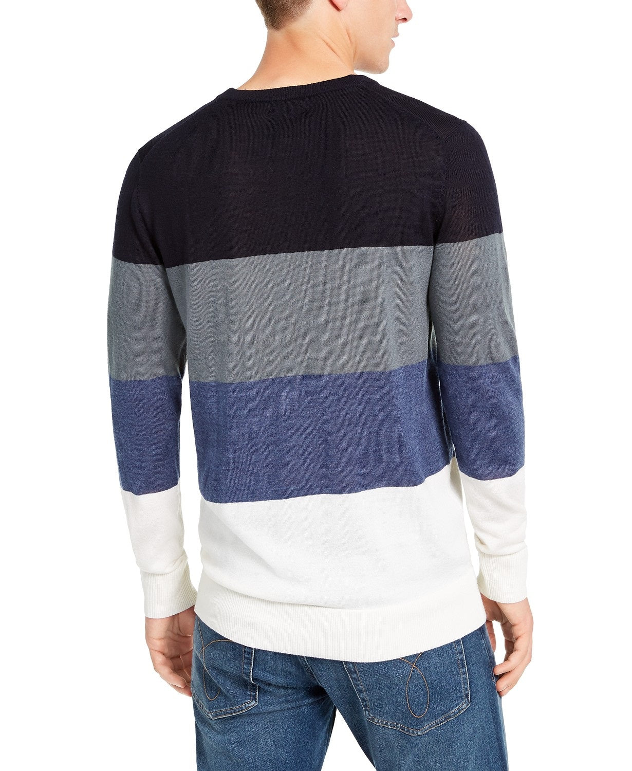 DKNY Men's Colorblocked Henley Sweater Navy Size Small