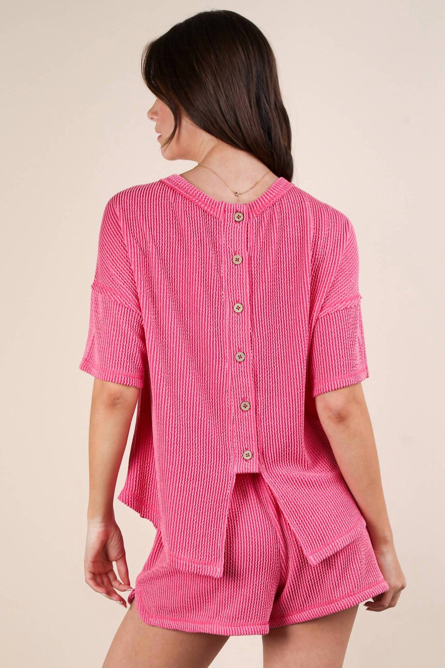 Very J - Oversized Two Tone Double Knit Top & Shorts