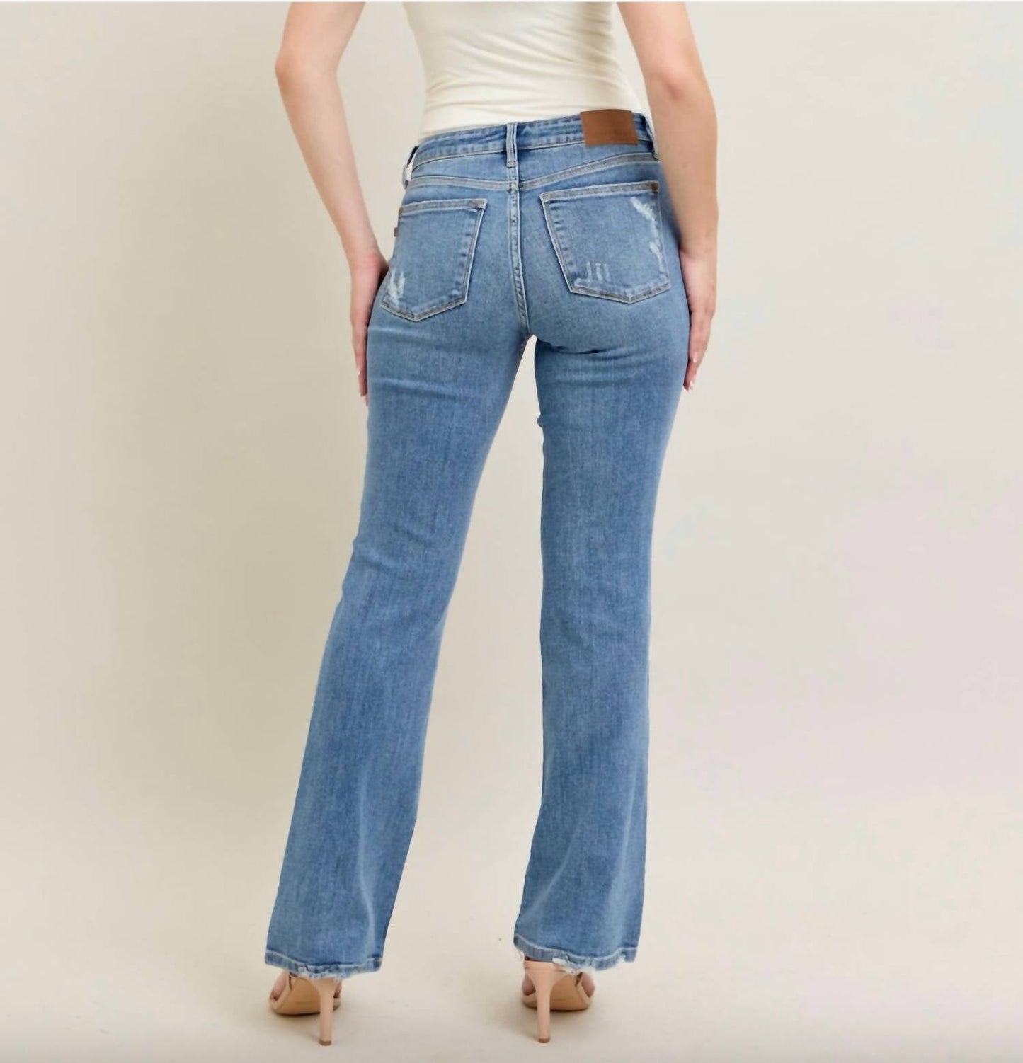 judy-blue-destroyed-hem-rise-bootcut-jeans