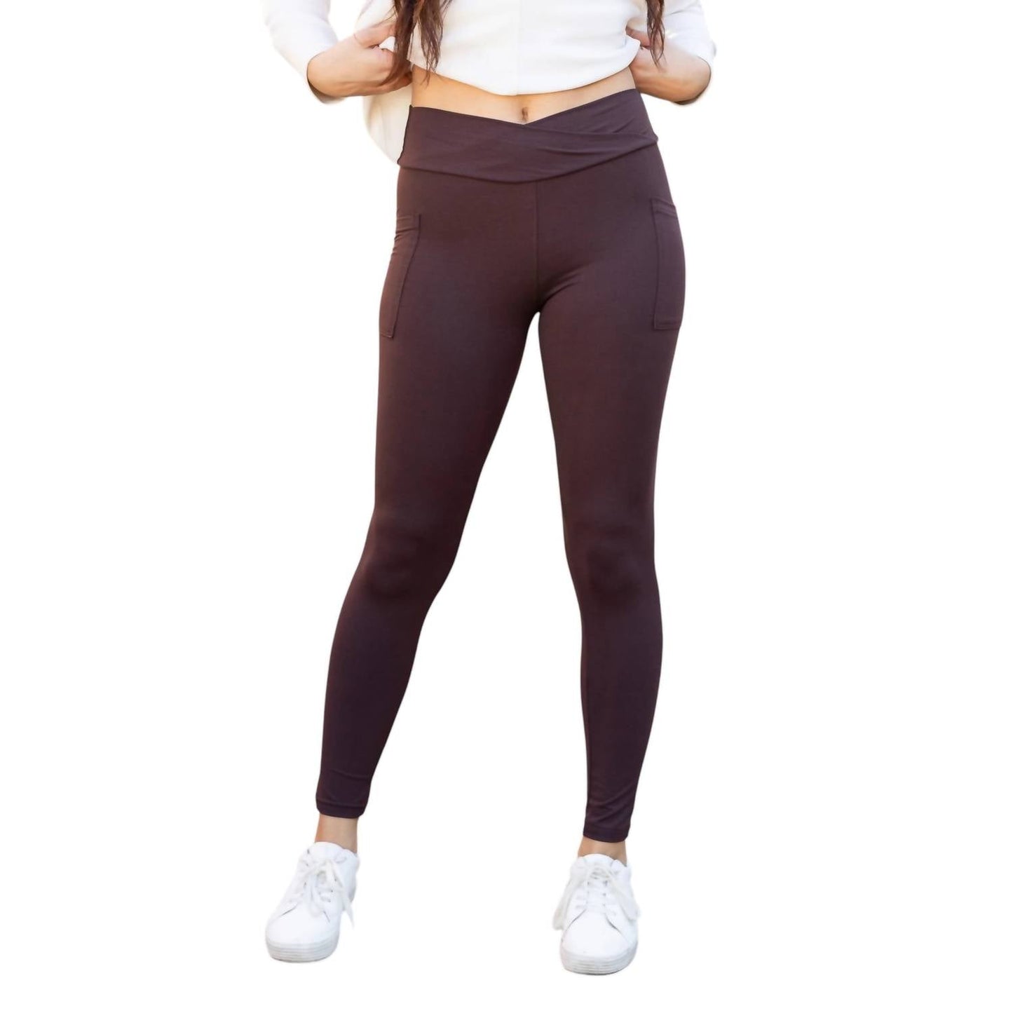 Julia Rose - Becca Crossover Full Length Leggings with Pockets